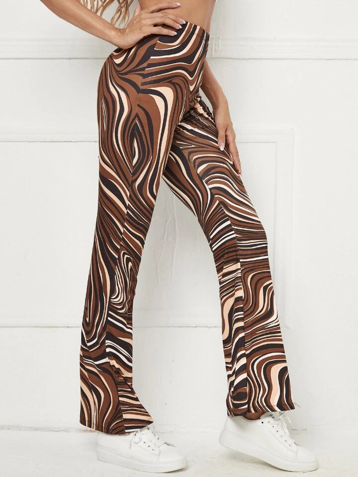 Clothes and You Marble Print Flare Leg Pants